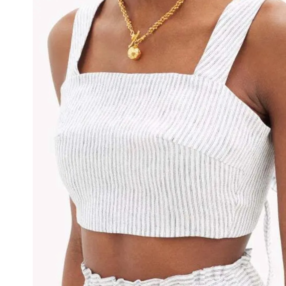 Casa Raki Luli Tie-Back Organic Linen Crop Top M